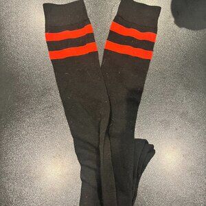 NWT Black High Socks Womens one Size Fits Most Black and Red